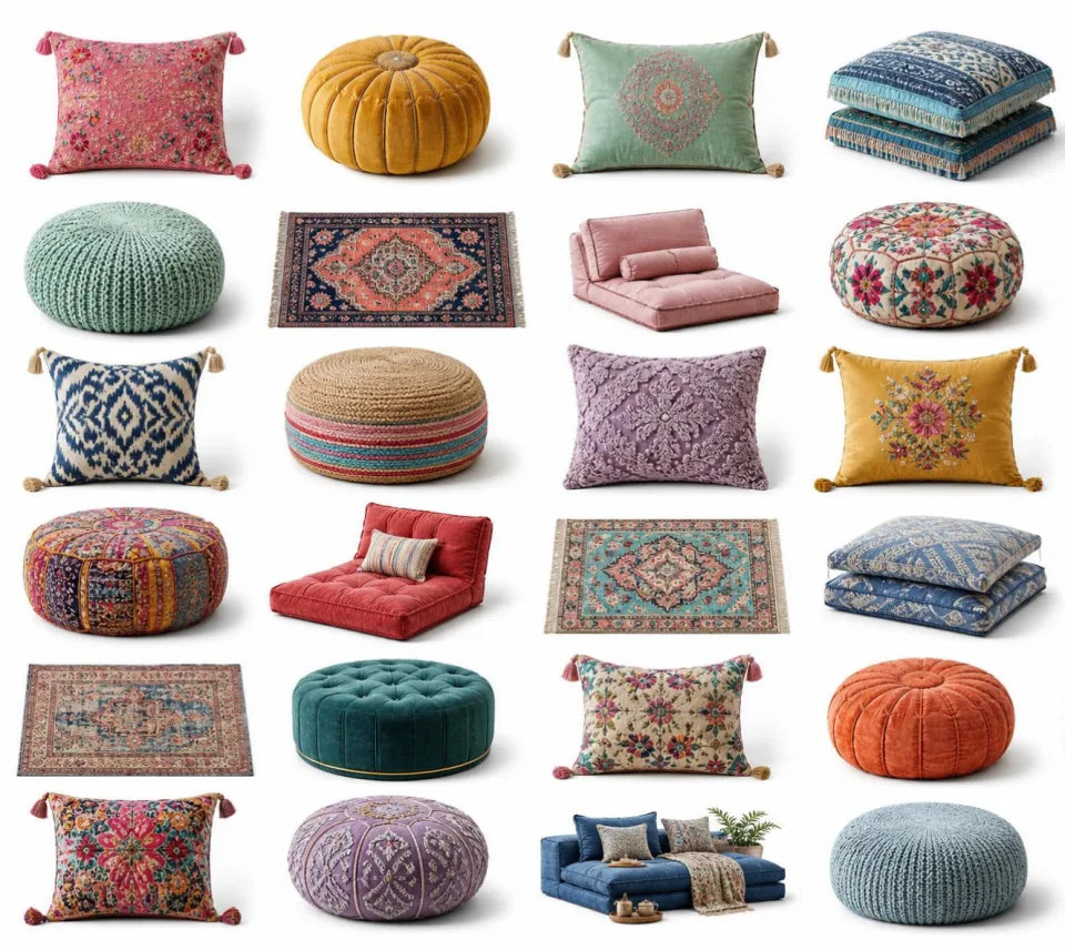 Pillows, Poufs & Rugs